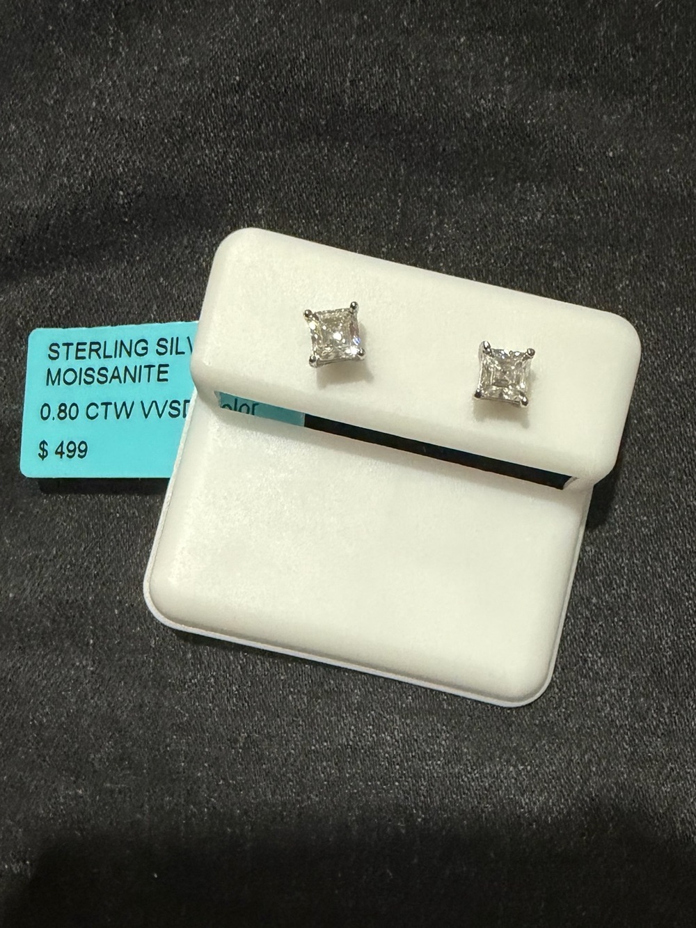 Moissanite Sparkling Stud Earrings set in Sterling Silver